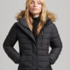 Langer, leicht gefütterter Puffer-Mantel mit Hooded-Kapuze aus Kunstfell Langer, leicht gefütterter Puffer-Mantel mit Hooded-Kapuze aus Kunstfell