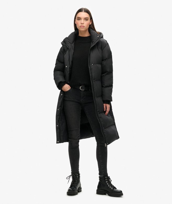Langer Puffer-Mantel mit Kapuze Langer Puffer-Mantel mit Kapuze