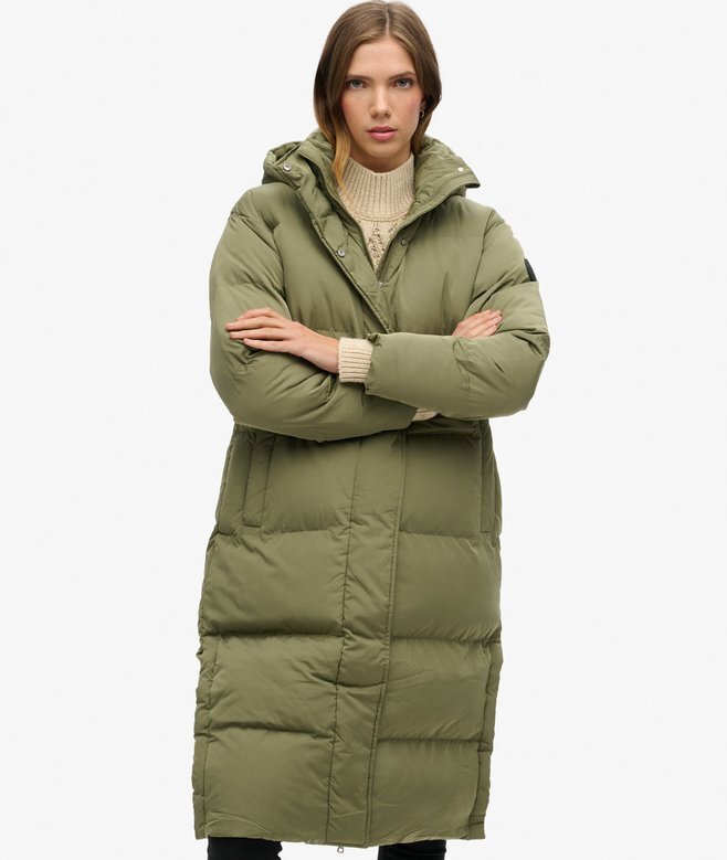 Langer Puffer-Mantel mit Kapuze Langer Puffer-Mantel mit Kapuze