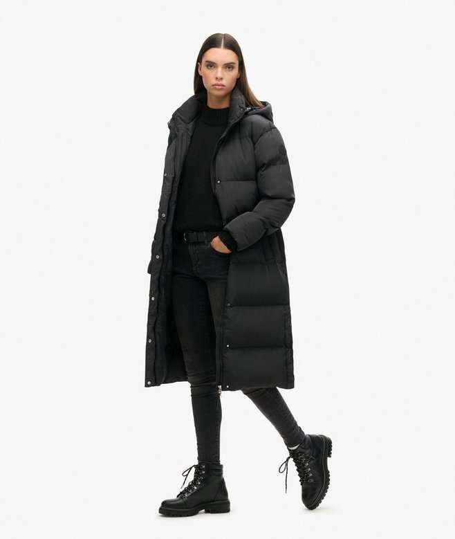 Langer Puffer-Mantel mit Kapuze Langer Puffer-Mantel mit Kapuze