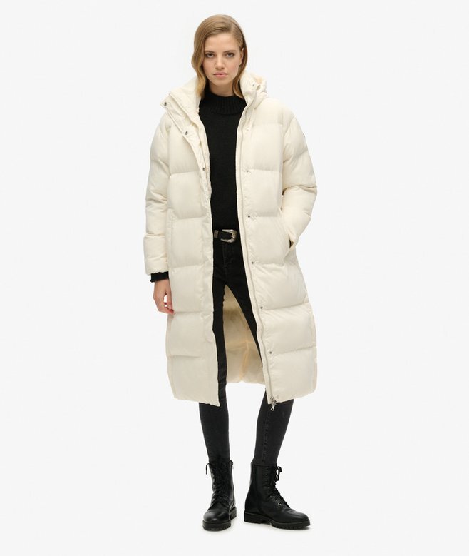 Langer Puffer-Mantel mit Kapuze Langer Puffer-Mantel mit Kapuze