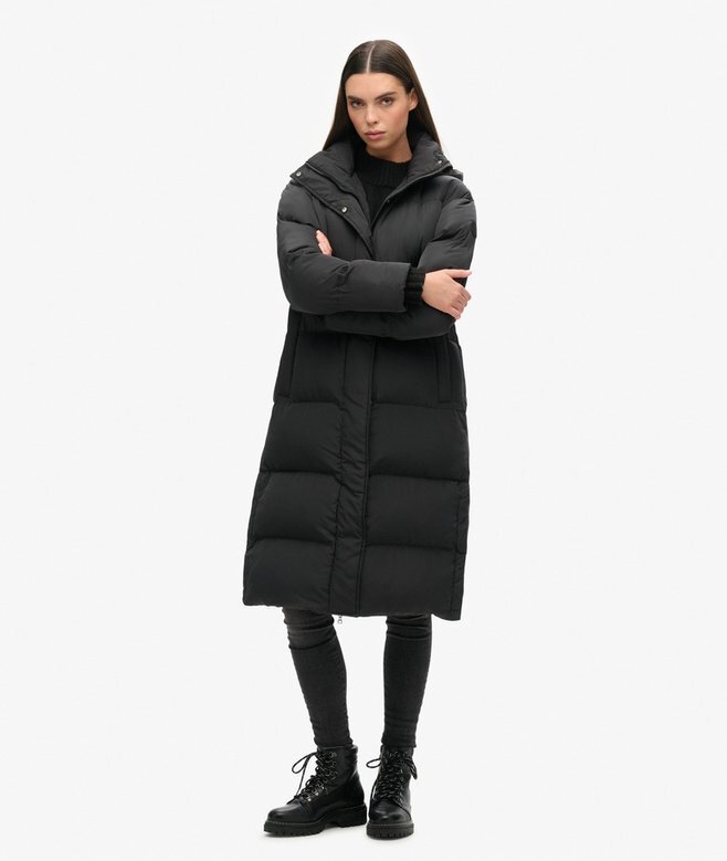 Langer Puffer-Mantel mit Kapuze Langer Puffer-Mantel mit Kapuze