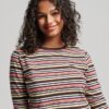 Langärmliges Crop-Top mit Vintage-Streifen aus Organic Cotton