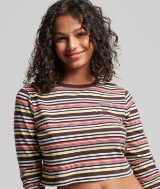 Langärmliges Crop-Top mit Vintage-Streifen aus Organic Cotton