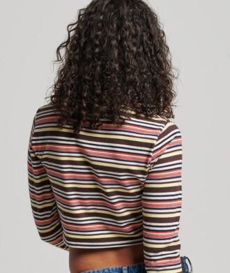 Langärmliges Crop-Top mit Vintage-Streifen aus Organic Cotton