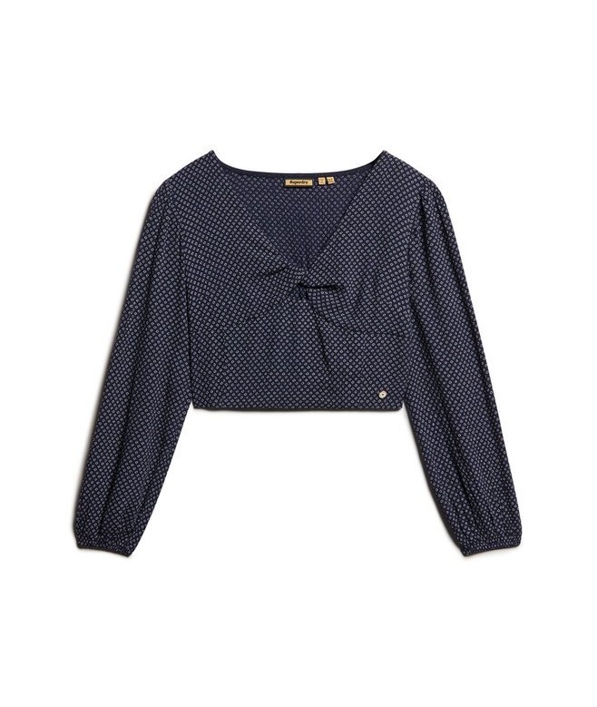 Langärmliges, gewebtes Crop-Top Langärmliges, gewebtes Crop-Top