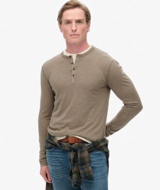 Langärmliges Jersey-Henley-Oberteil
