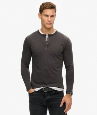 Langärmliges Jersey-Henley-Oberteil Langärmliges Jersey-Henley-Oberteil
