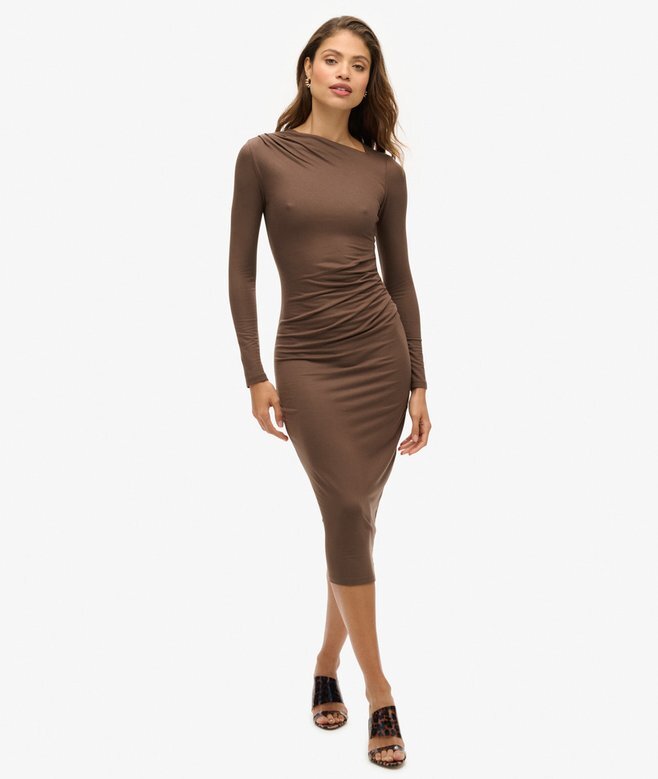 Langärmliges Midi-Kleid mit Rüschen Langärmliges Midi-Kleid mit Rüschen