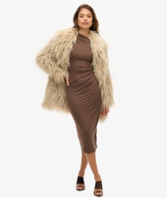 Langärmliges Midi-Kleid mit Rüschen