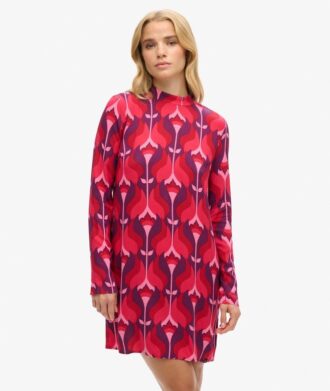 Langärmliges Minikleid mit Print