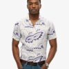 Leinenhemd mit offenem Kragen und Print Leinenhemd mit offenem Kragen und Print