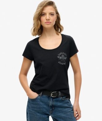 Lo-Fi Biker T-Shirt mit Rundhalsausschnitt