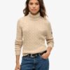 Locker sitzender Rollkragenpullover mit Zopfmuster Locker sitzender Rollkragenpullover mit Zopfmuster