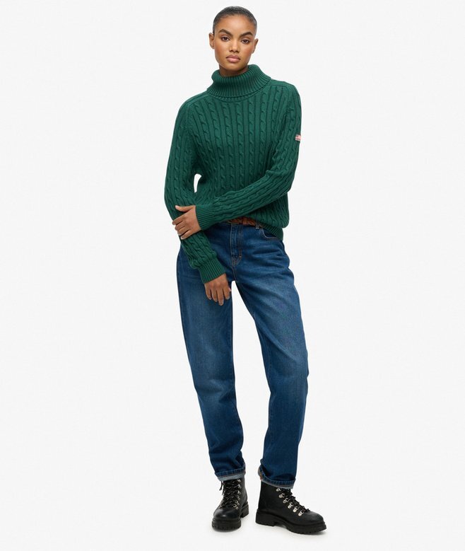 Locker sitzender Rollkragenpullover mit Zopfmuster Locker sitzender Rollkragenpullover mit Zopfmuster