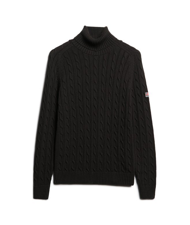 Locker sitzender Rollkragenpullover mit Zopfmuster Locker sitzender Rollkragenpullover mit Zopfmuster