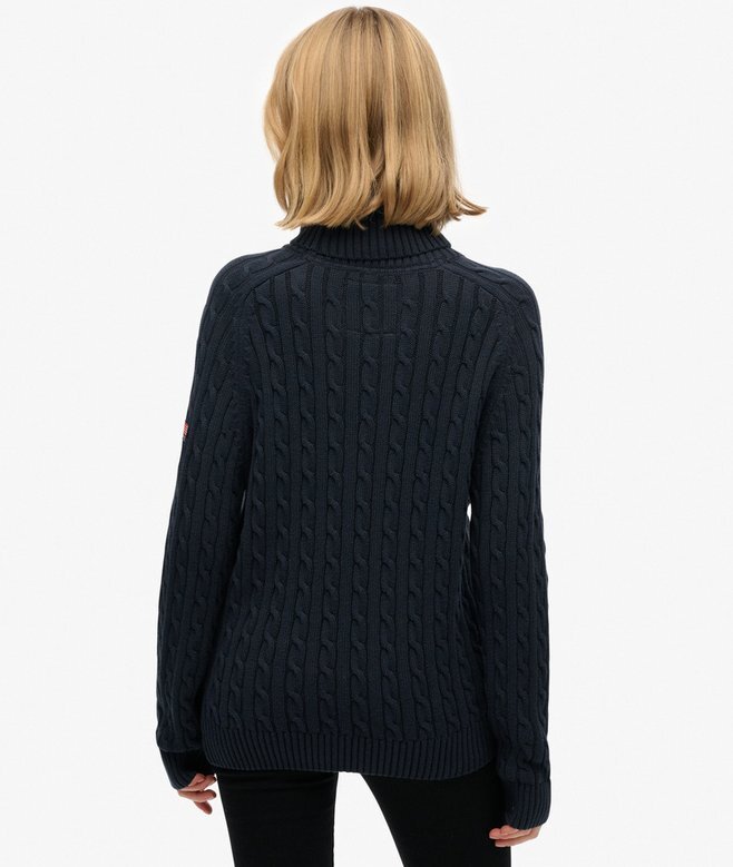 Locker sitzender Rollkragenpullover mit Zopfmuster Locker sitzender Rollkragenpullover mit Zopfmuster