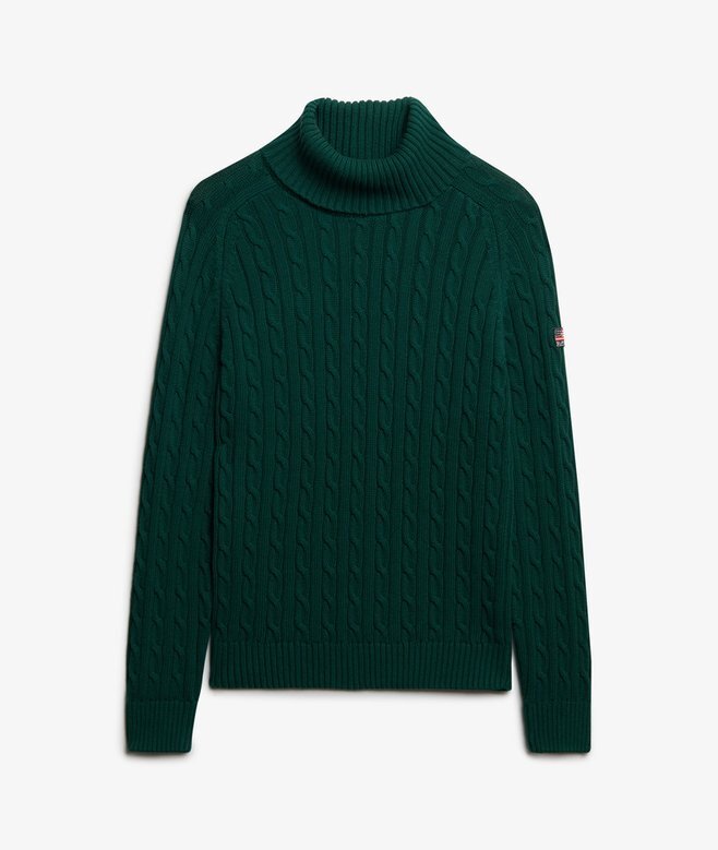 Locker sitzender Rollkragenpullover mit Zopfmuster Locker sitzender Rollkragenpullover mit Zopfmuster