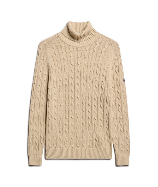 Locker sitzender Rollkragenpullover mit Zopfmuster Locker sitzender Rollkragenpullover mit Zopfmuster