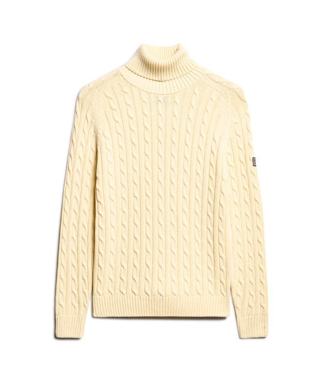 Locker sitzender Rollkragenpullover mit Zopfmuster Locker sitzender Rollkragenpullover mit Zopfmuster