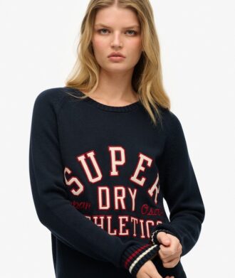 Locker sitzender Strickpullover mit Grafikprint