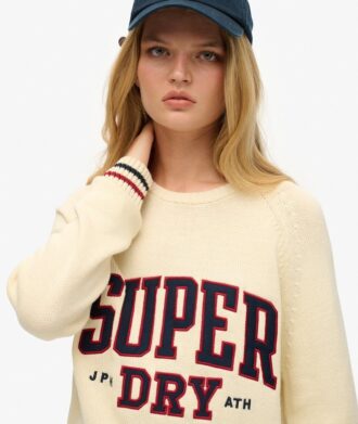 Locker sitzender Strickpullover mit Grafikprint
