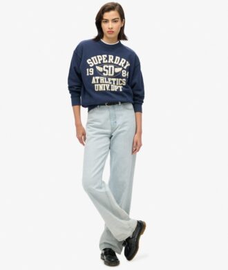 Lockeres Sweatshirt mit College-Schriftzug