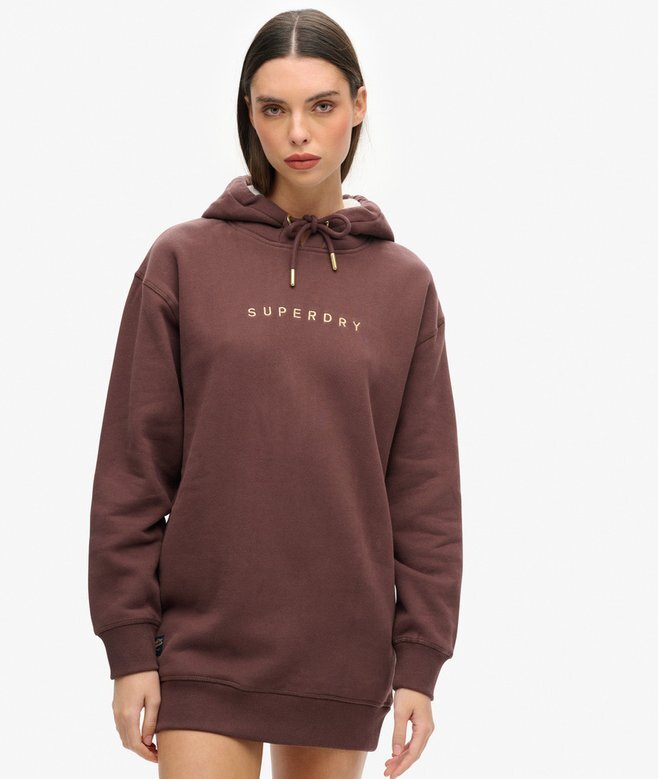Luxe Metallic Logo Kapuzenpullover-Kleid Luxe Metallic Logo Kapuzenpullover-Kleid