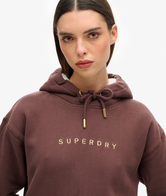 Luxe Metallic Logo Kapuzenpullover-Kleid Luxe Metallic Logo Kapuzenpullover-Kleid