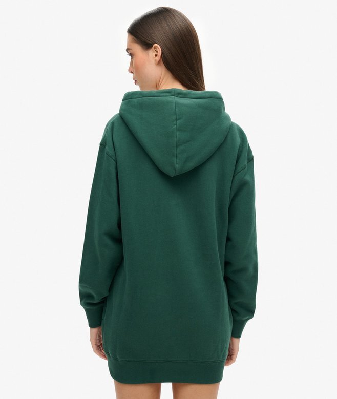 Luxe Metallic Logo Kapuzenpullover-Kleid Luxe Metallic Logo Kapuzenpullover-Kleid