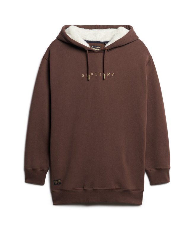 Luxe Metallic Logo Kapuzenpullover-Kleid Luxe Metallic Logo Kapuzenpullover-Kleid