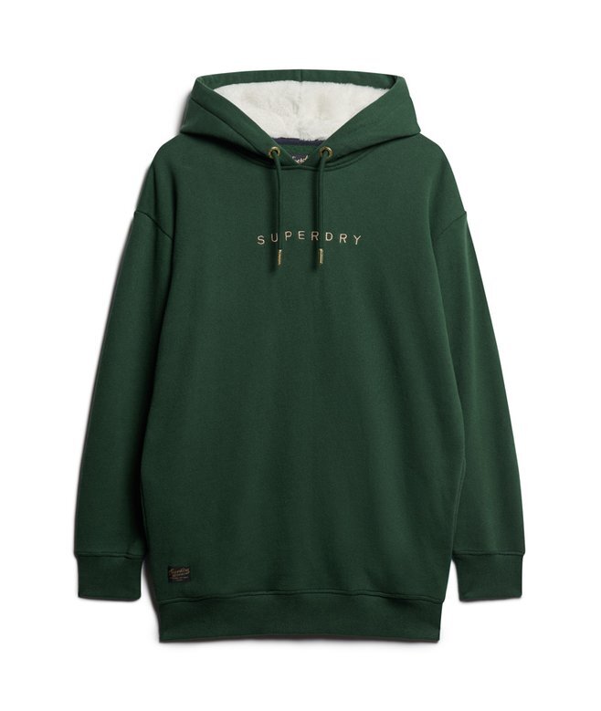 Luxe Metallic Logo Kapuzenpullover-Kleid Luxe Metallic Logo Kapuzenpullover-Kleid