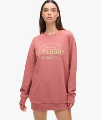 Luxe Metallic Logo Sweatkleid