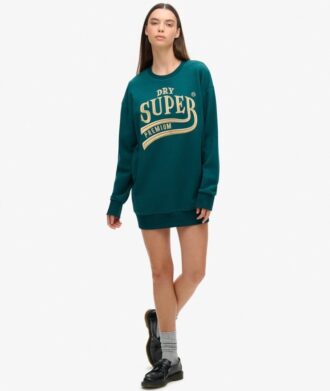 Luxe Metallic Logo Sweatkleid