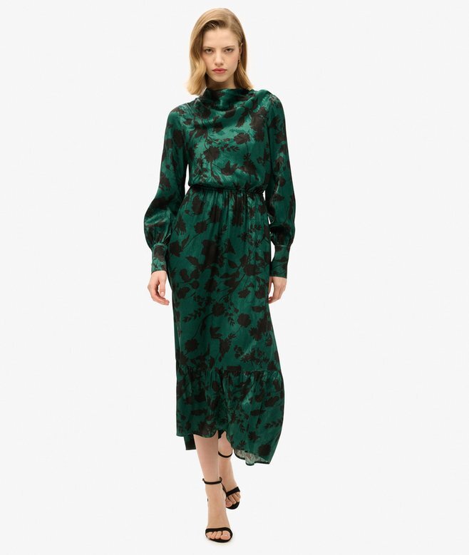 Maxi-Jacquardkleid mit Wasserfallausschnitt Maxi-Jacquardkleid mit Wasserfallausschnitt