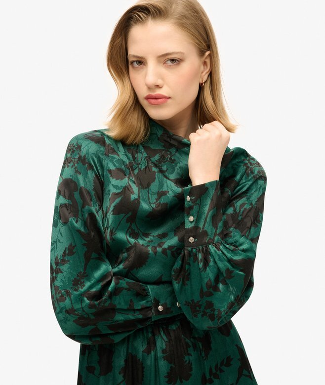 Maxi-Jacquardkleid mit Wasserfallausschnitt Maxi-Jacquardkleid mit Wasserfallausschnitt