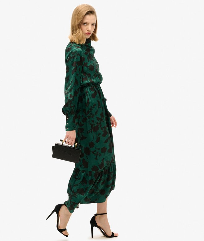 Maxi-Jacquardkleid mit Wasserfallausschnitt Maxi-Jacquardkleid mit Wasserfallausschnitt