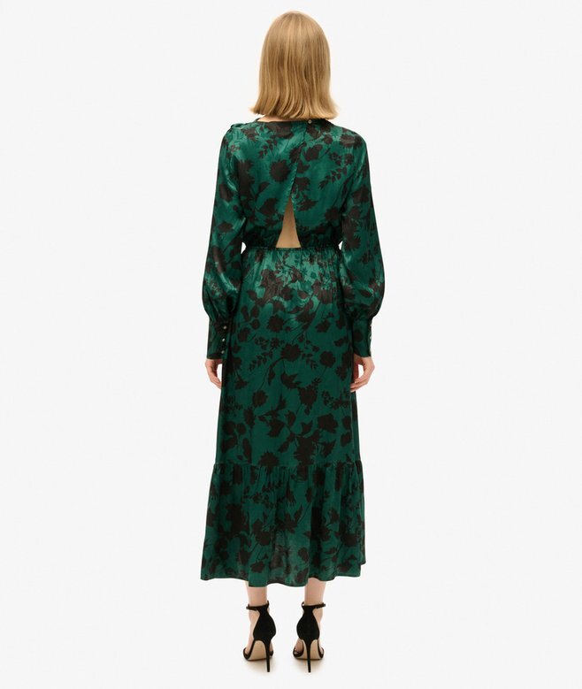 Maxi-Jacquardkleid mit Wasserfallausschnitt Maxi-Jacquardkleid mit Wasserfallausschnitt