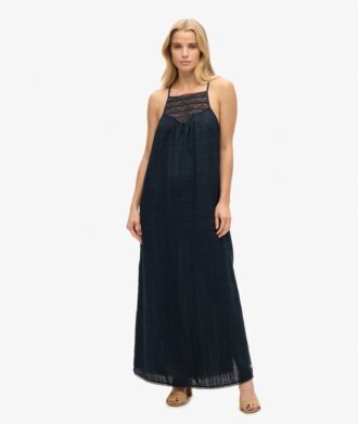 Maxi-Strandkleid mit Neckholder und Spitze
