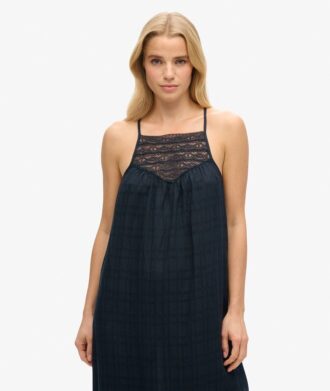 Maxi-Strandkleid mit Neckholder und Spitze