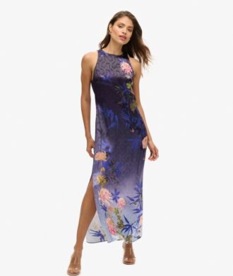 Maxikleid aus bedrucktem Satin