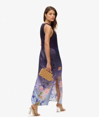 Maxikleid aus bedrucktem Satin