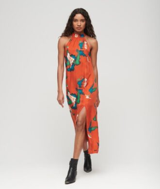 Maxikleid mit hohem Kragen