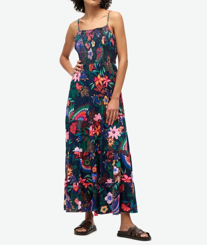 Maxikleid mit Smok-Details Maxikleid mit Smok-Details