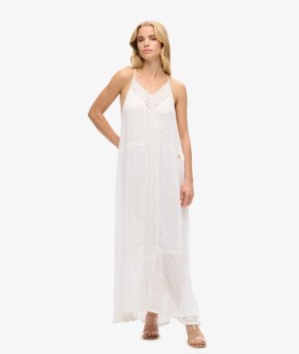 Maxikleid mit Spitzenbesatz