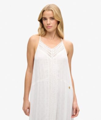 Maxikleid mit Spitzenbesatz