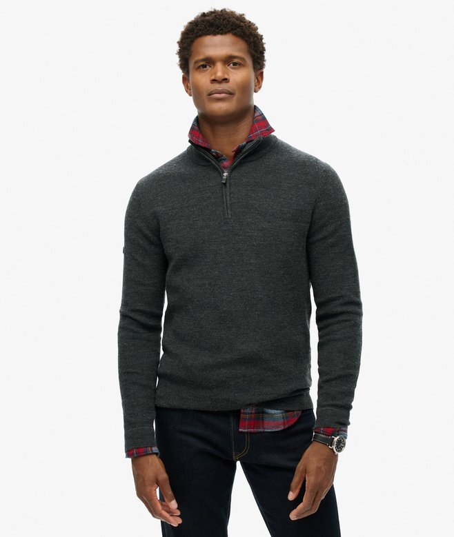 Merino-Pullover mit halbem Reißverschluss Merino-Pullover mit halbem Reißverschluss