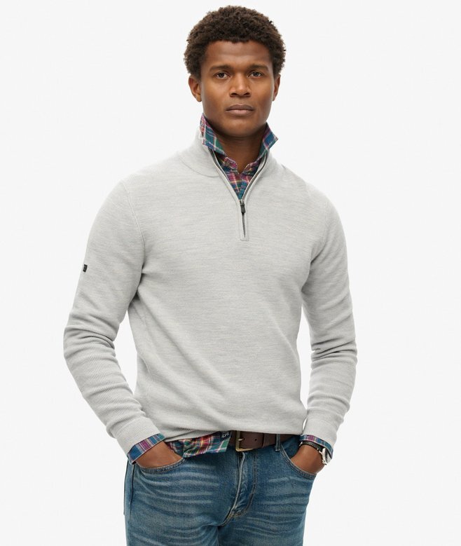 Merino-Pullover mit halbem Reißverschluss Merino-Pullover mit halbem Reißverschluss