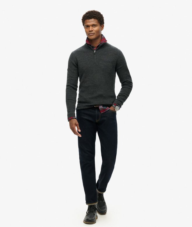 Merino-Pullover mit halbem Reißverschluss Merino-Pullover mit halbem Reißverschluss
