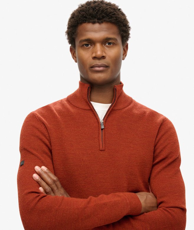 Merino-Pullover mit halbem Reißverschluss Merino-Pullover mit halbem Reißverschluss